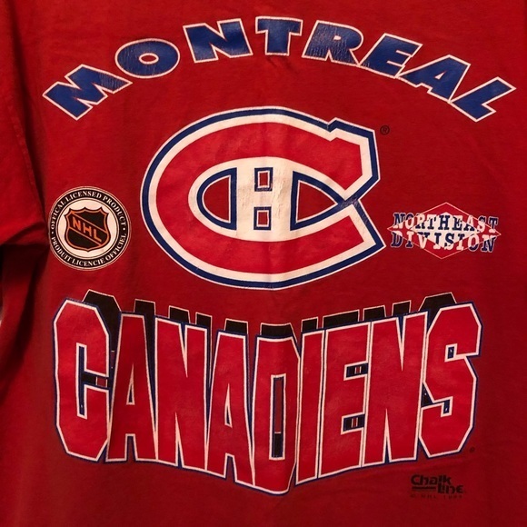 Vintage Montreal Canadiens‎ T-shirt Single Stitch Size Large Chalk Lineq - Picture 2 of 9